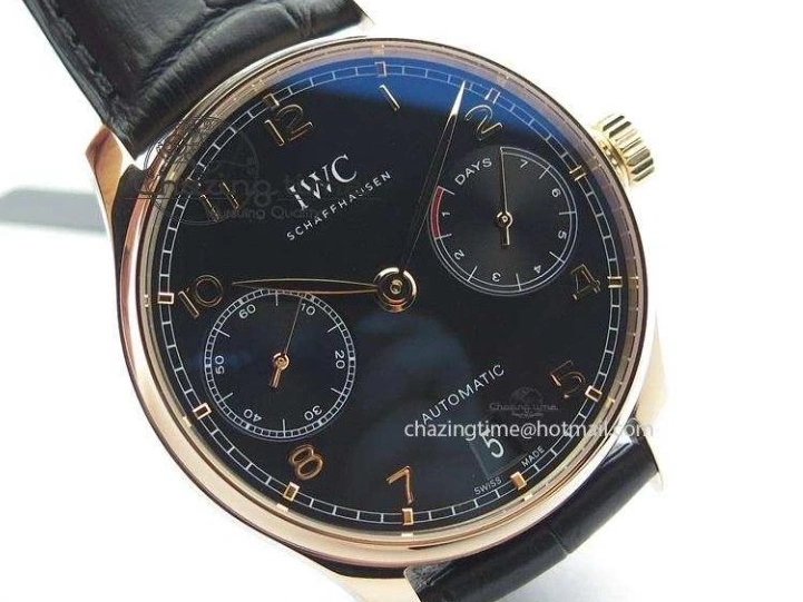 MIROTIME 0715 Portuguese Real PR RG IW5007 ZF 1:1 Best Edition Black Dial On Black Leather Strap A52010 V FreshLook 7304